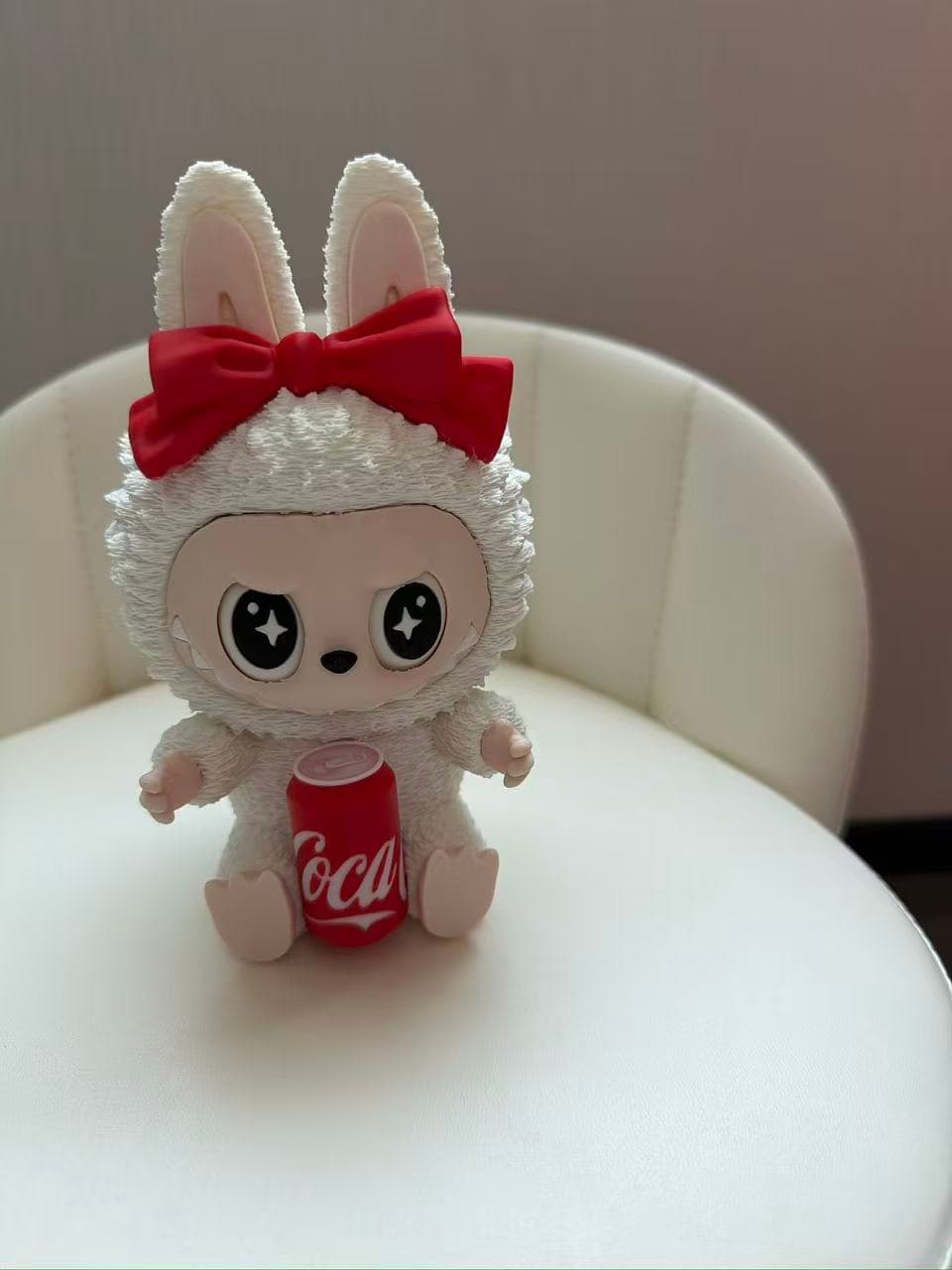 Labubu Coca-Cola Edition 3D printed collectible figure — red bow with Coca-Cola accent