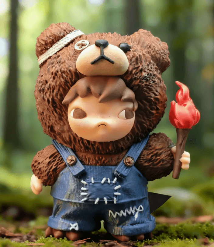 Labubu Torch Edition 3D printed collectible figure — bear suit with ceremonial torch